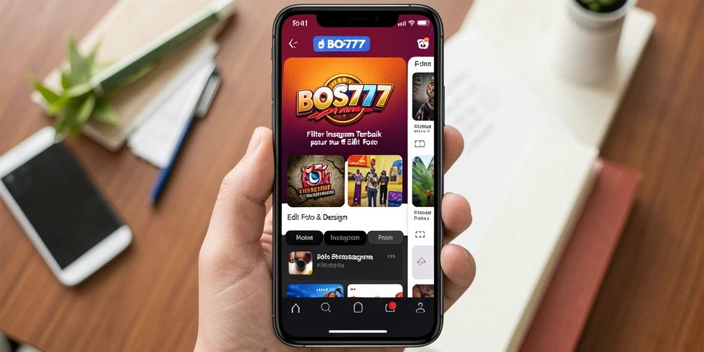 Antarmuka BOS777 dengan berbagai filter Instagram yang menarik.