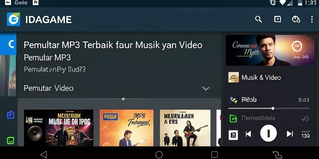 Antarmuka IDAGAME yang menarik dan fungsional sebagai Pemutar MP3.