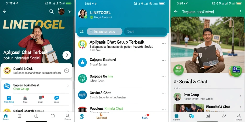 Antarmuka aplikasi LINETOGEL yang menarik dan fungsional untuk chatting grup.