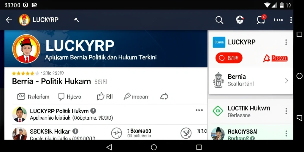 Tampilan antarmuka LUCKYRP dengan berita politik dan hukum terbaru.