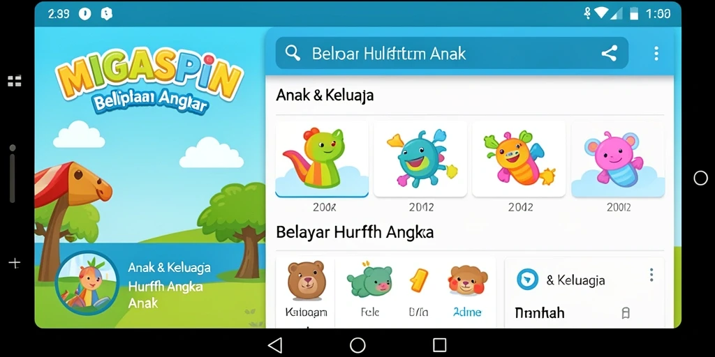 Antarmuka MIGASPIN yang ceria dan interaktif untuk belajar.
