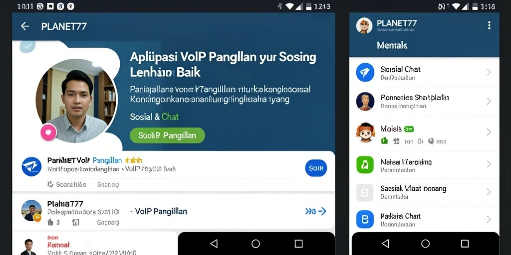 Antarmuka aplikasi PLANET77 yang ramah pengguna untuk panggilan VoIP.