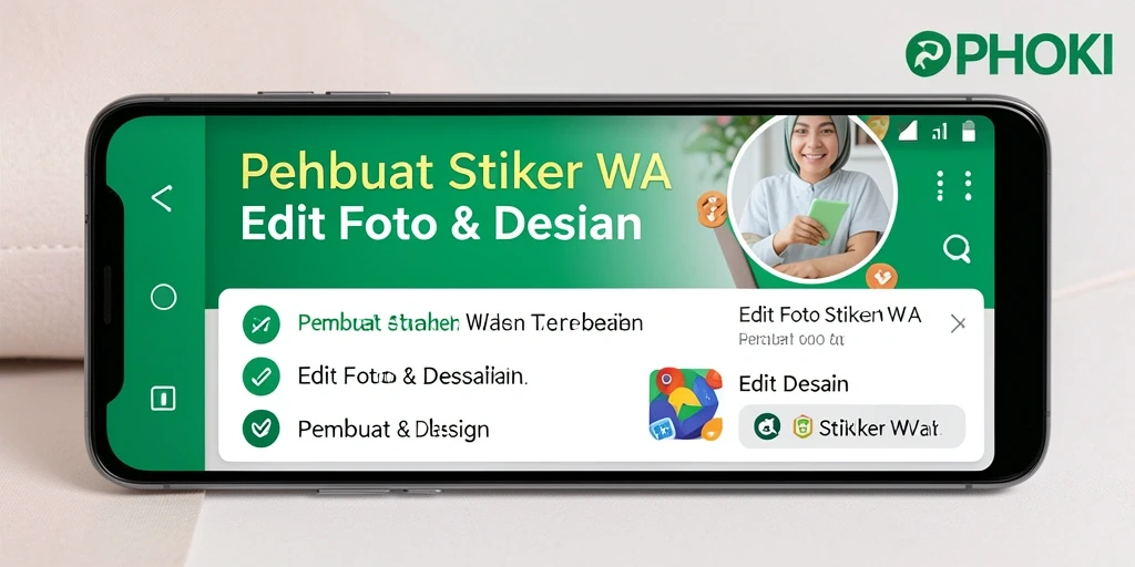Tampilan antarmuka PPHOKI untuk membuat stiker WA yang menarik.